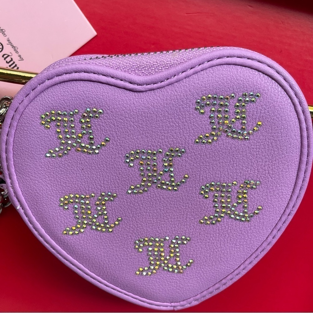 JUICY COUTURE WALLET,Juicy Couture Purple Heart Clutch - Picture 3 of 12